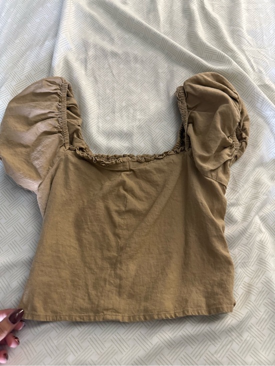 Express Tops - Express Brown Puff-Sleeve Square Neck Women's Top size small